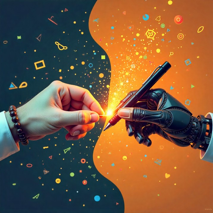 AI-generated art showing creative collaboration between humans and machines